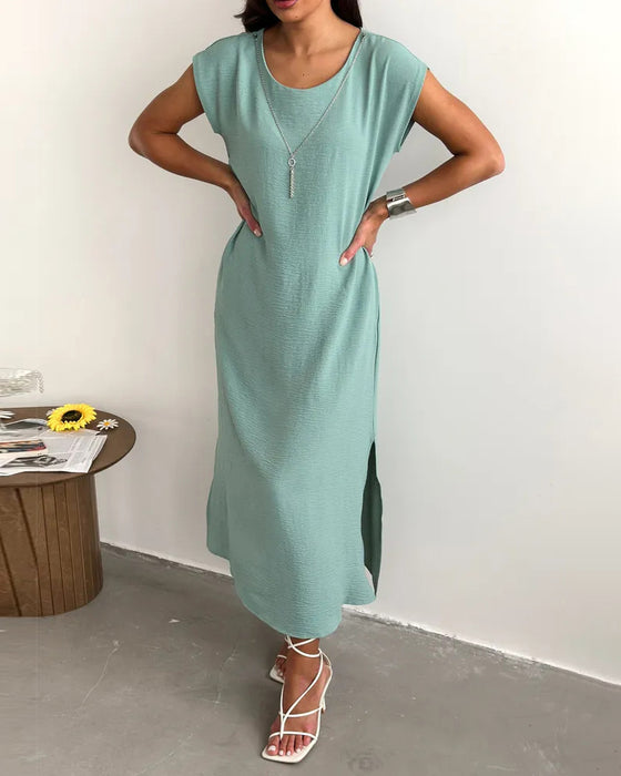 Jurk Midi Lengte Split Los