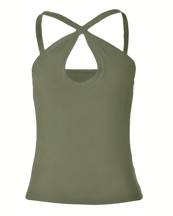 Cami Top Halter Hals Uitgesneden Geribbeld