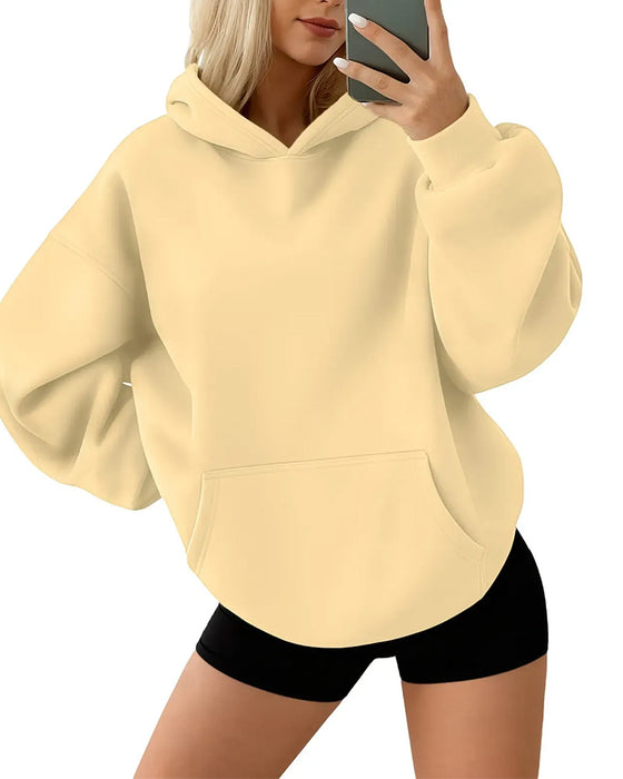 Hoodie Met Capuchon Zak Effen Los