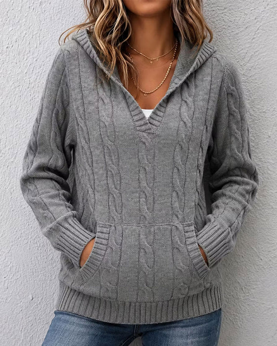 Pullover Kabelgebreid Met Capuchon