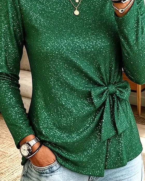 Top Zijde Strik Gerimpelde Taille