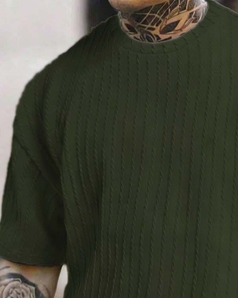 Herren Gestreept T-Shirt En Shorts Tweedelig Set