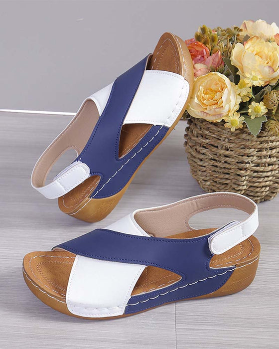 Sandal Kleurblok Sleehak Casual