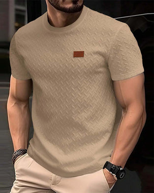 T-Shirt Heren Jacquard Korte Mouw