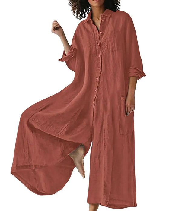Jumpsuit Knoopsgat Los Gedrapeerd Casual