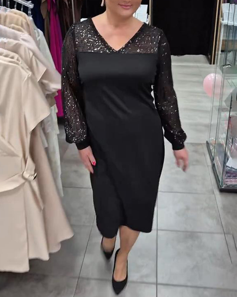 Elegante Effen Jurk Met V-Hals