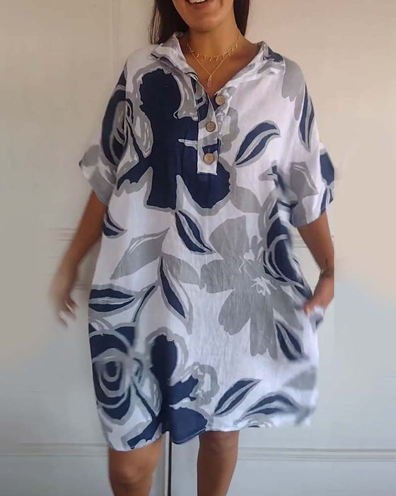 Jurk met reverszak en bloemenprint