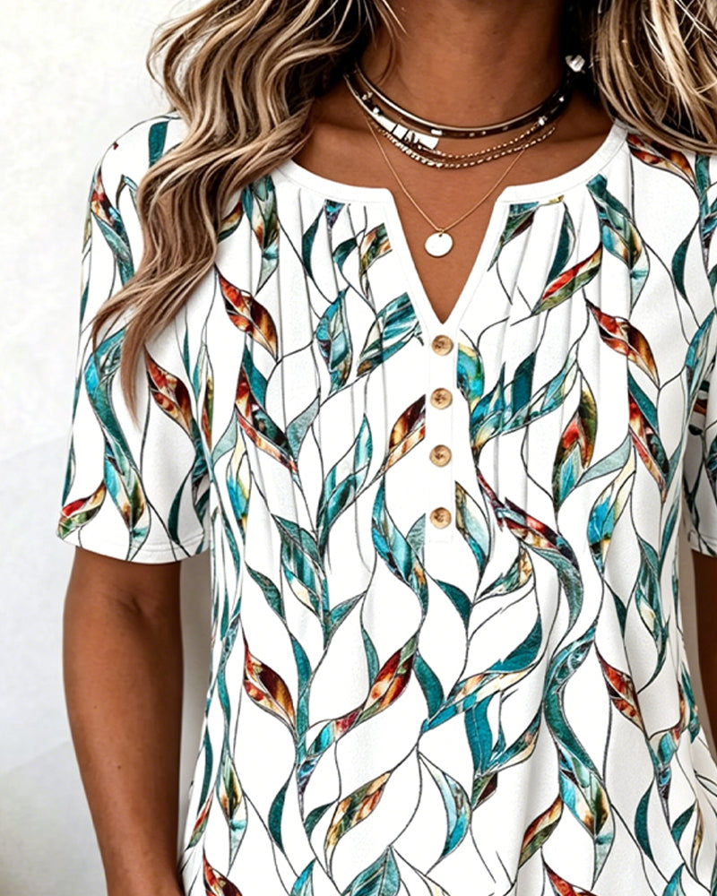 Blouse Petite V-Hals Botanische Print