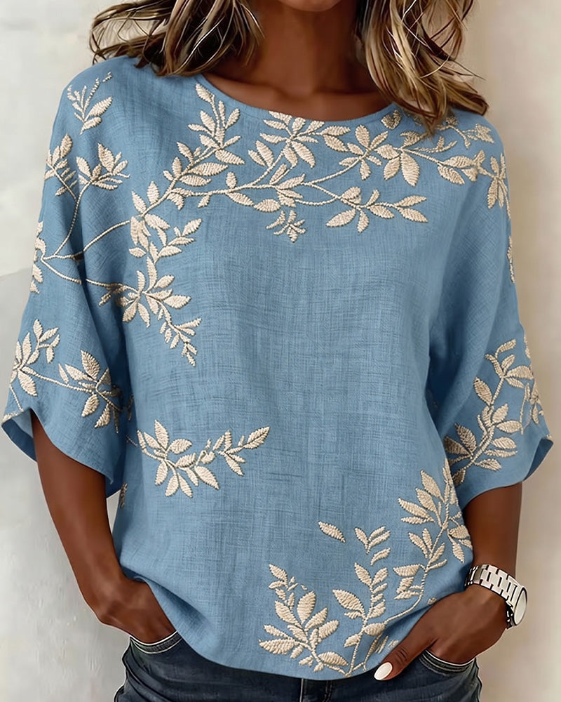 Blouse Ronde Hals Vleermuismouwen Gestreept