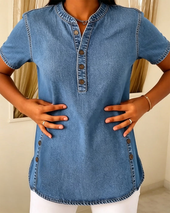Top Casual Knoppen Korte Mouwen