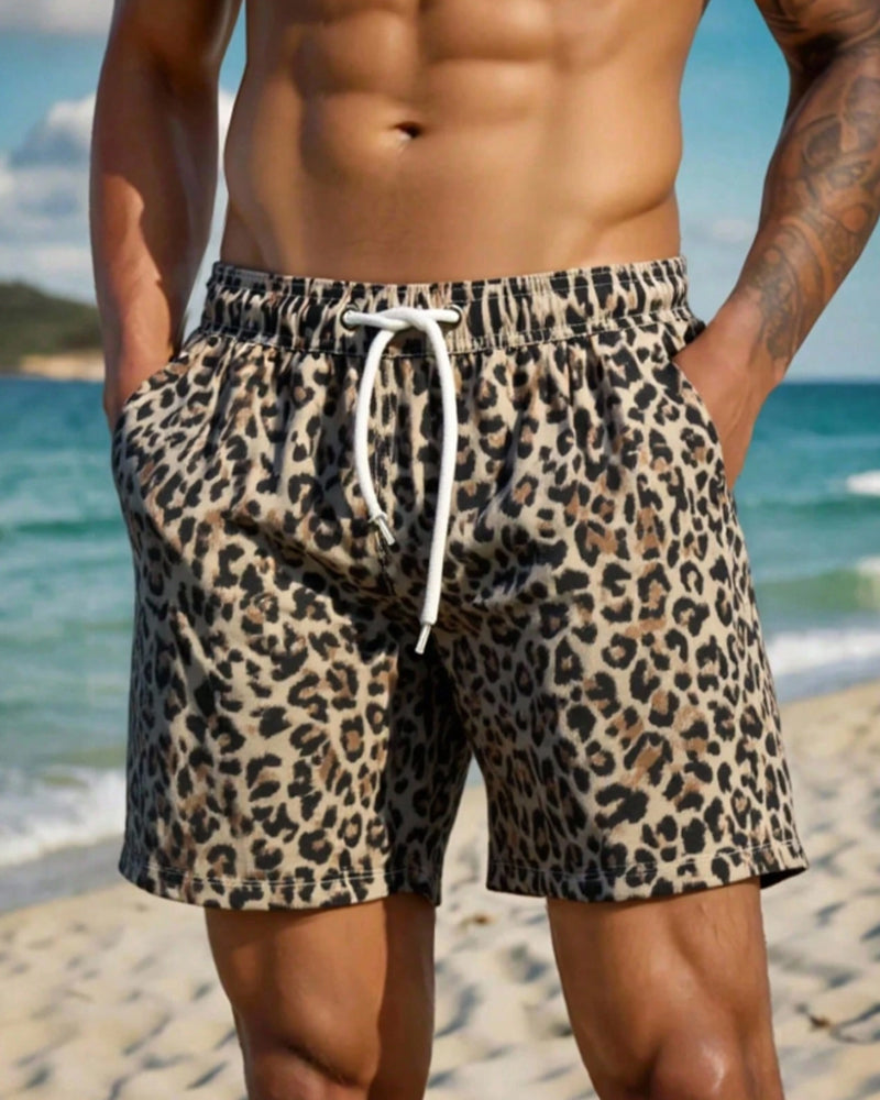 Heren Shorts Luipaardprint Strand