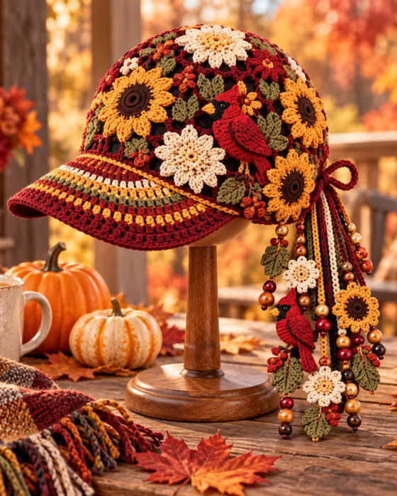 🍂 Dames Handgemaakte Gehaakte Herfst Baseballpet