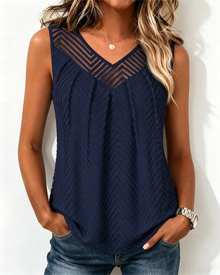 Top V-hals Doorzichtig Mesh