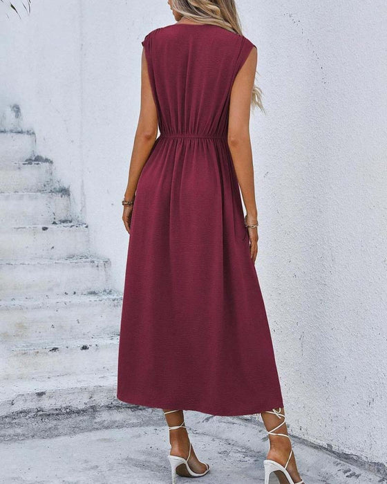 Jurk Effen Ingesnoerde Taille Strik