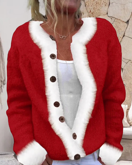 Modieuze Langemouwen Cardigan Met Contrasterende Kleur