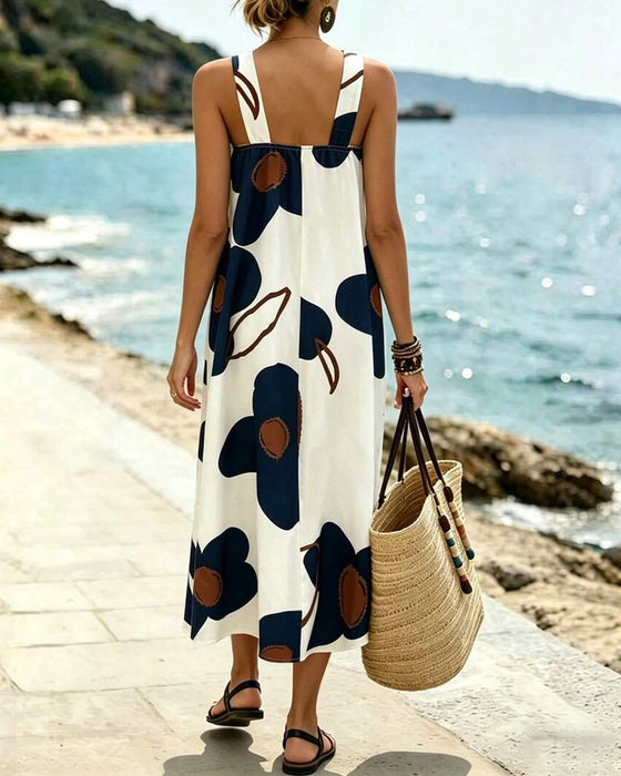 Jurk Kruis Halter Bloemig Split Maxi