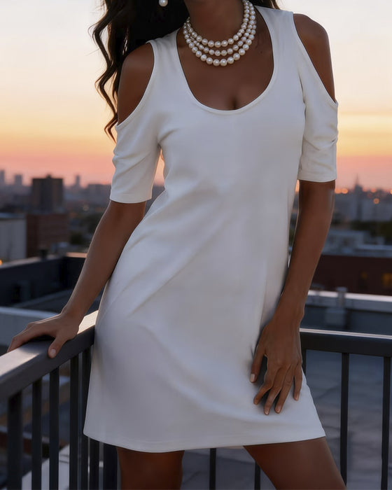Jurk Off-Shoulder Nauwsluitend Effen Sexy