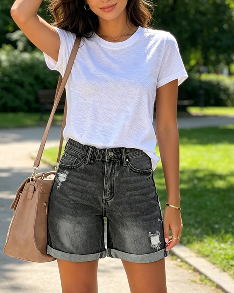 Shorts Distressed Gescheurde Denim