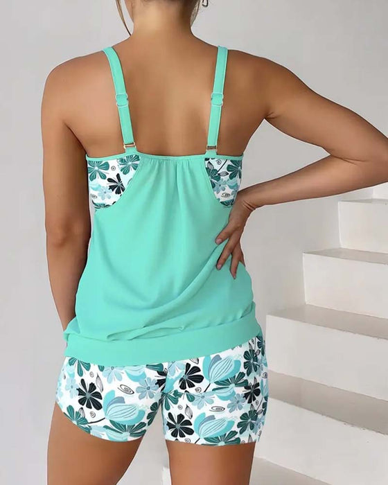 Tankini Bloemen Afdruk Boy Shorts