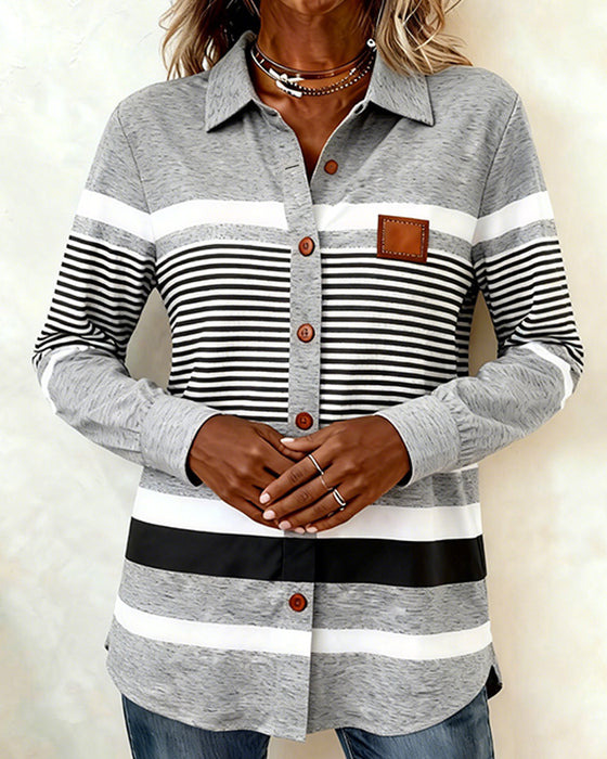 Bloes Kraag Contrast Casual Gestreept
