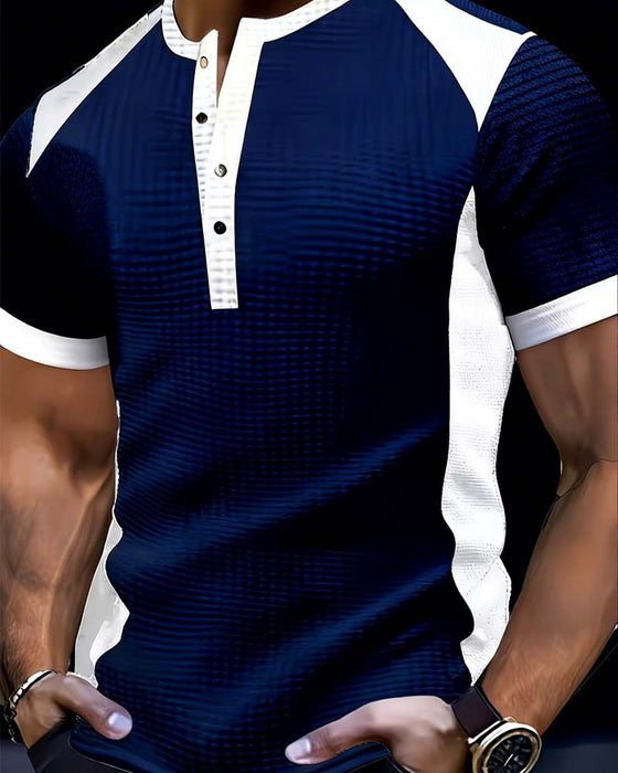 T-Shirt Heren Kleurblok Wafel