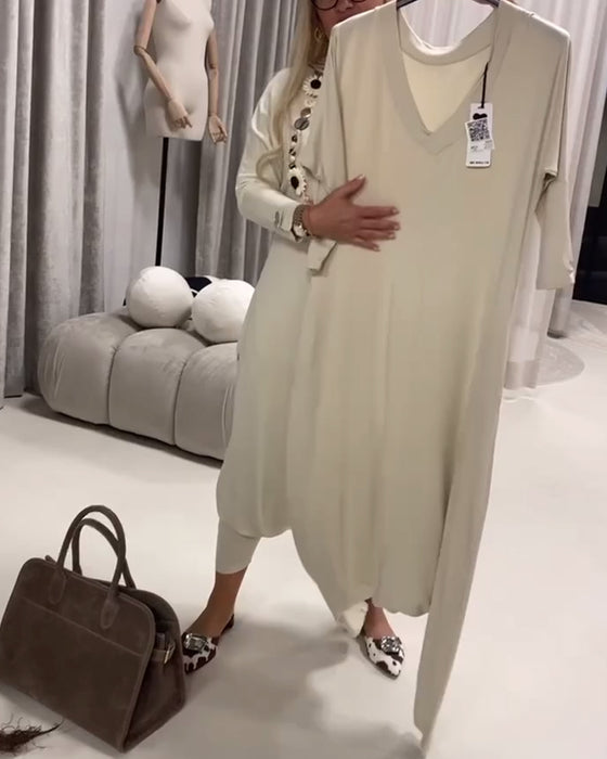 Jumpsuit Effen Kleur Lange Mouwen Casual