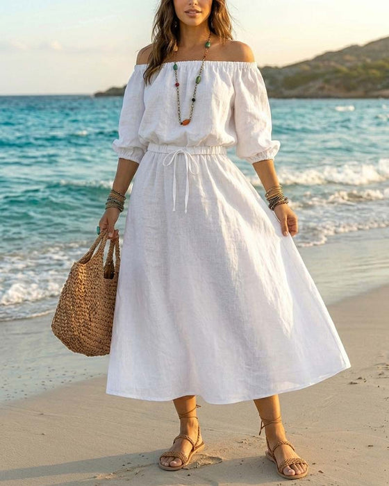 Jurk Off-Shoulder Vetersluiting Taille