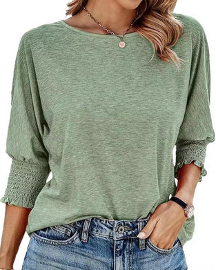Tshirt Losse Pasvorm Ronde Hals Gerimpelde Manchetten
