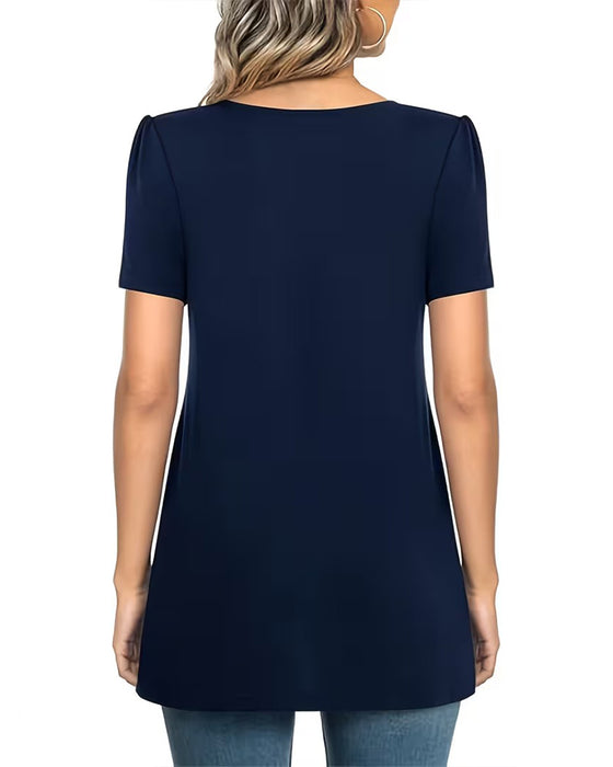 T-Shirt Geplooid Casual Korte Mouw