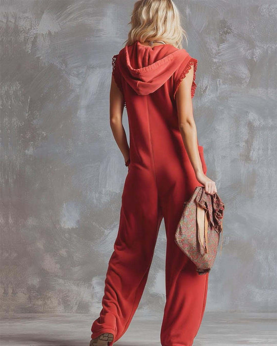 Jumpsuit Met Capuchon Mouwloos