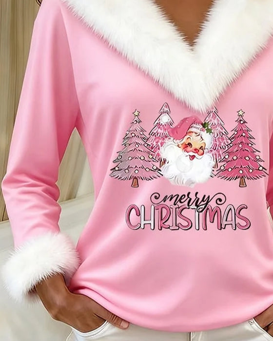 Top Met Grote Bontkraag En Print