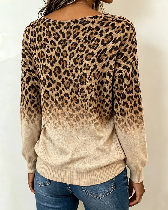 Top Luipaard Print Kruis Gradient Schijnbaar Tweedelig