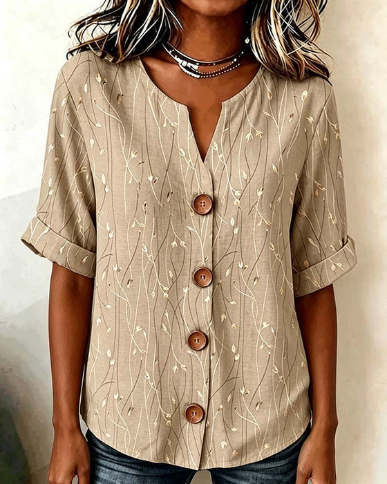 Blouse Mini V-Hals Knoop Casual