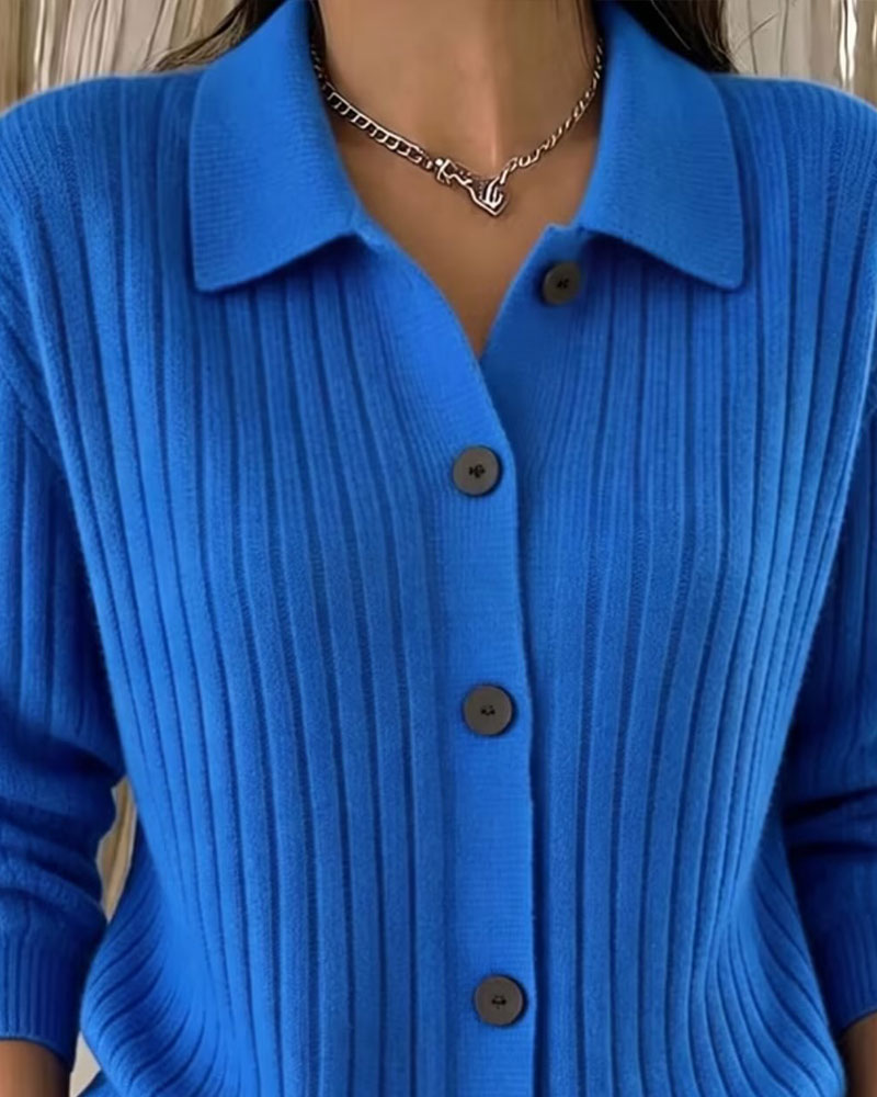 Cardigan Geknoopt Geribd Revers