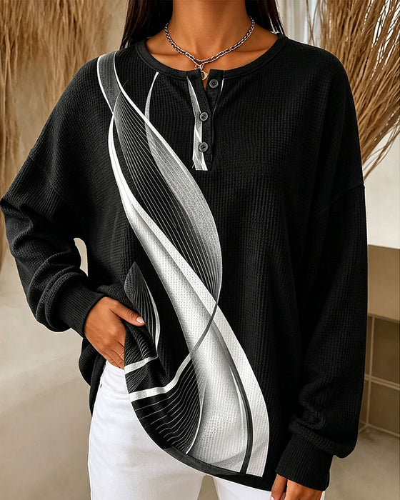 Sweatshirt Wafel Casual Knoop