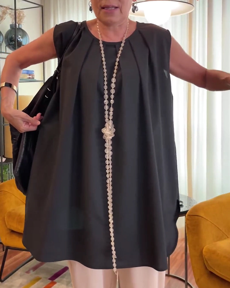 Tanktop Geplooid Mouwloos Wijd