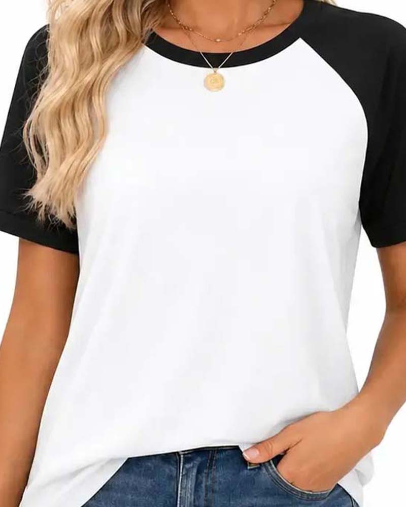 T-Shirt Rondhals Kleurblok Raglan Mouw
