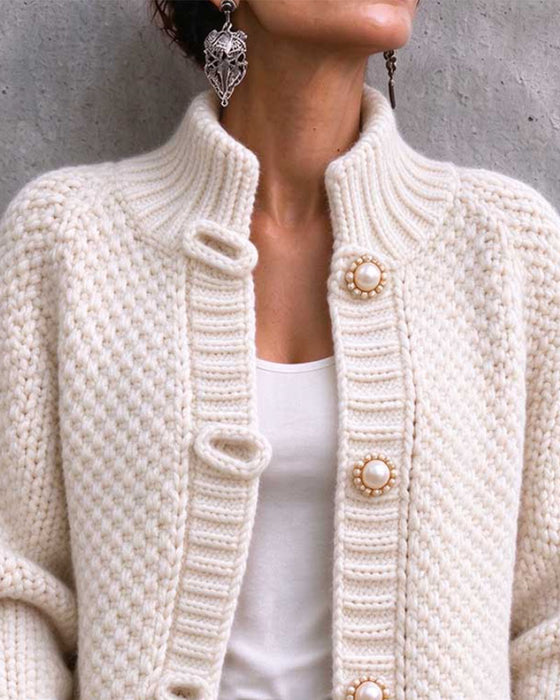 Cardigan Parel Knoop Grof Gebreid