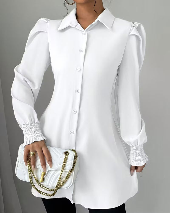 Blouse Overhemdkraag Effen Trendy