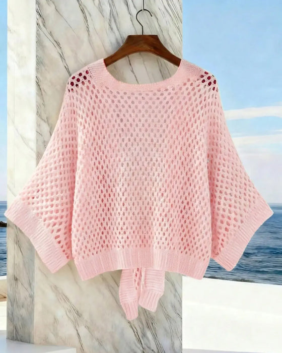 Cardigan Met Strikband Zoom Gaatjespatroon