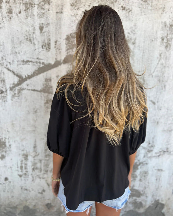 Blouse Casual Mode Korte Mouwen Effen