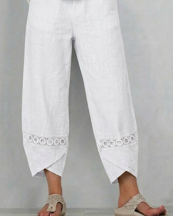 Broek Effen Opengewerkt Casual
