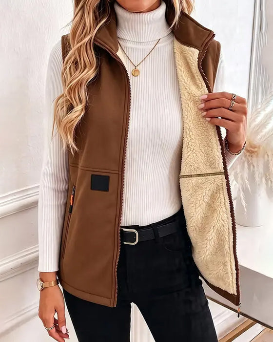 Cardigan Gevoerd Polar Fleece Open Voorzijde