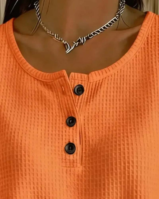 Tank Top Rondhals Mouwloos Wafel Knoop