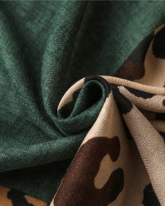 Dames Sjaal Luipaard Patchwork Print Franje Omslagdoek