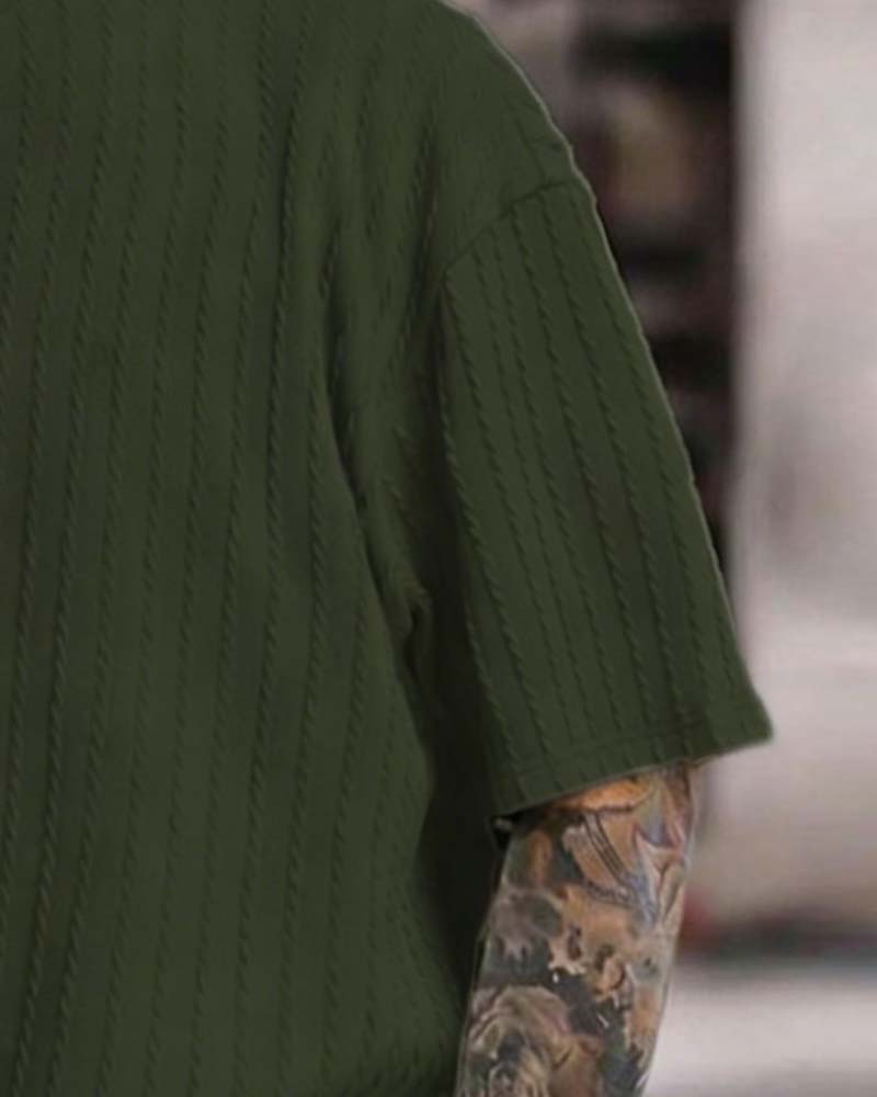 Herren Gestreept T-Shirt En Shorts Tweedelig Set