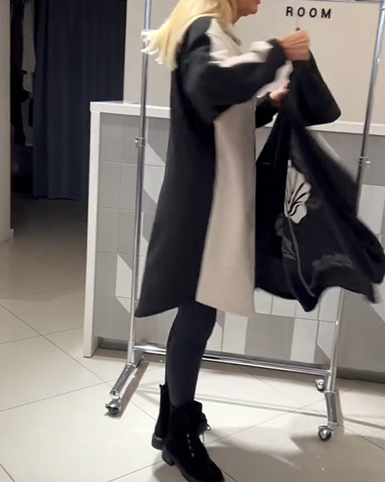 Jurk Met Capuchon Color-Block Bloemenprint