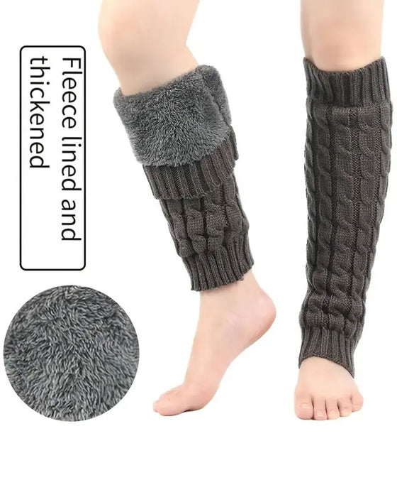Fleece Gevoerde Kabelgebreide Beenwarmers Thermische Laarzenmanchetten