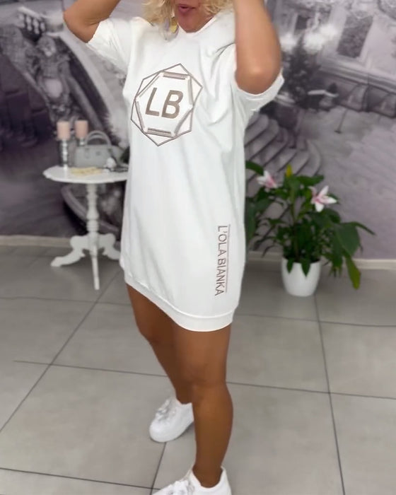 Jurk Met Capuchon Bedrukte Letters Sport