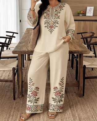 Set Bloem Lange Mouw Etnische Stijl